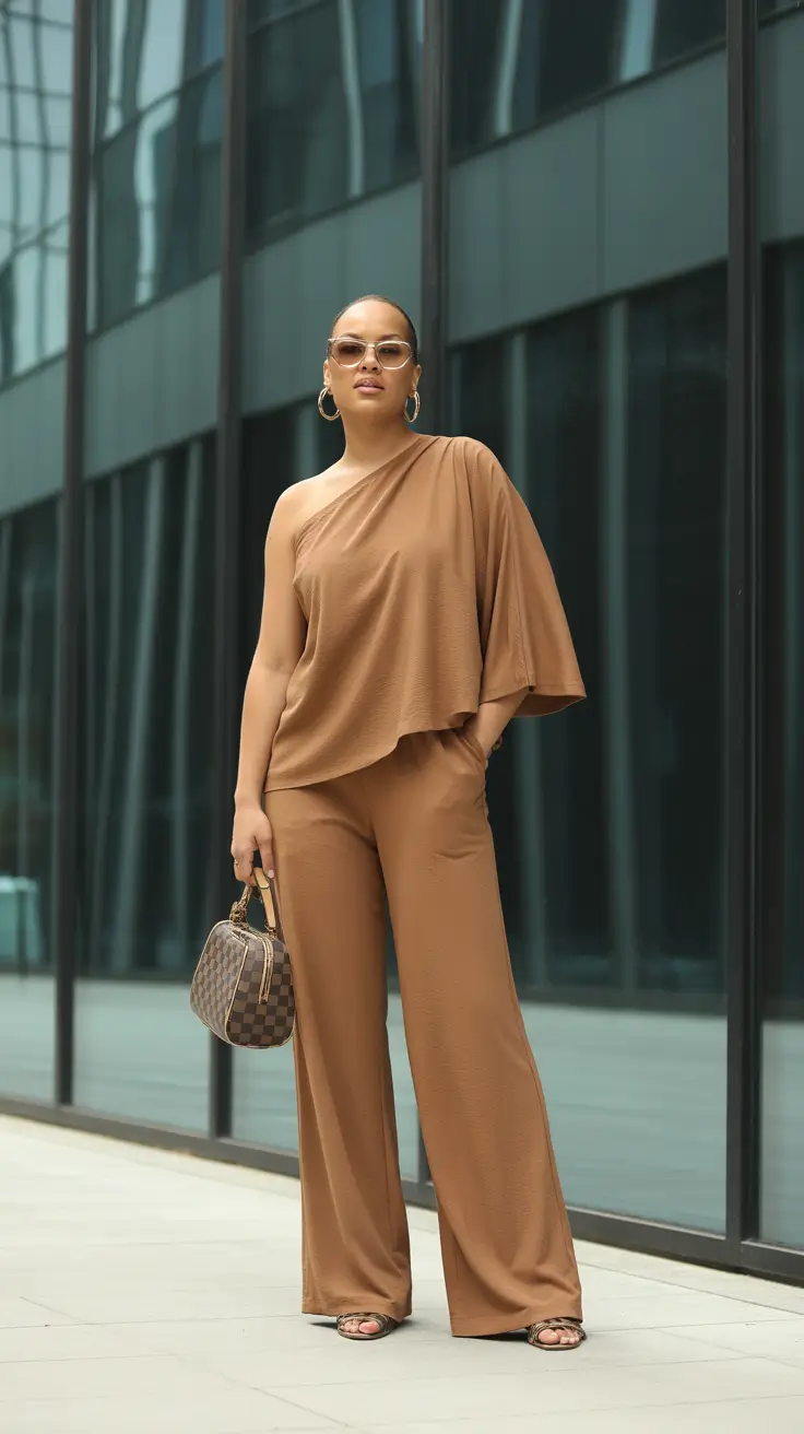 midsize spring outfits 2026 Monochrome Camel Elegance for Polished Spring Days