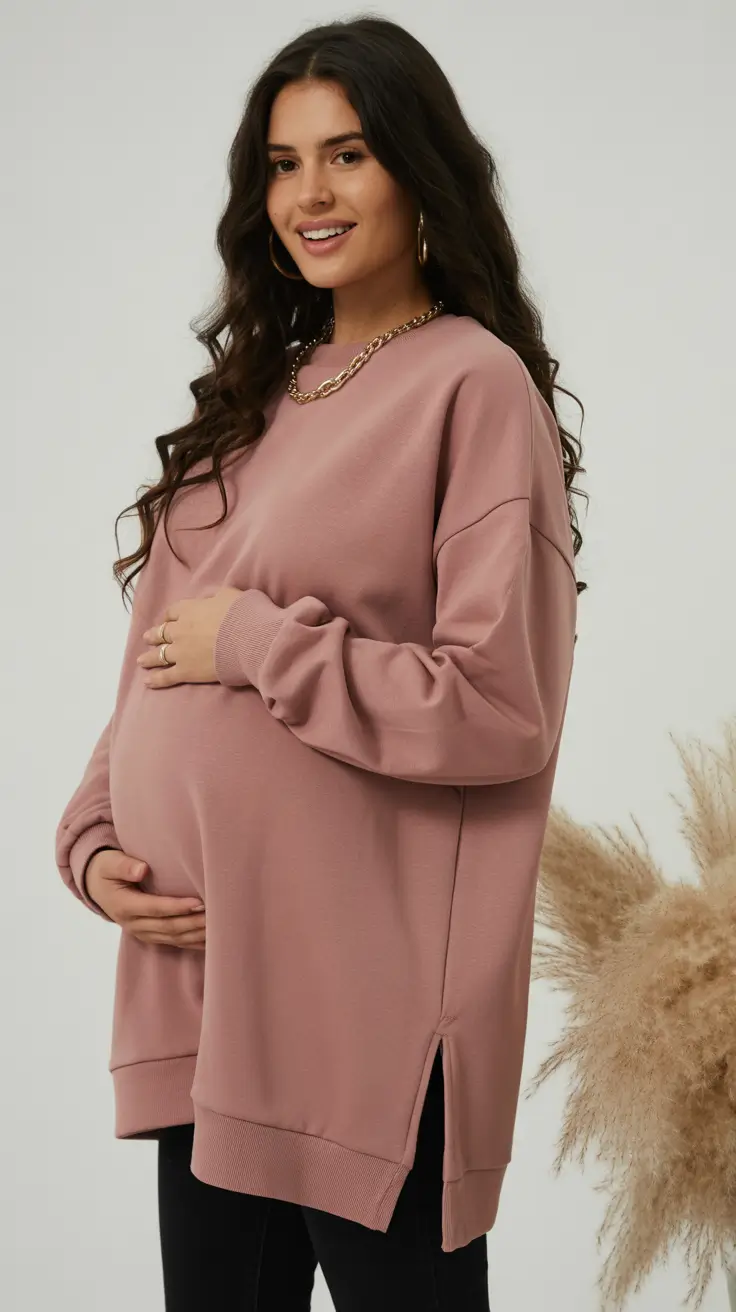 chic spring outfit for pregnant women 2026 Relaxed Streetwear with a Cozy Spring Mood