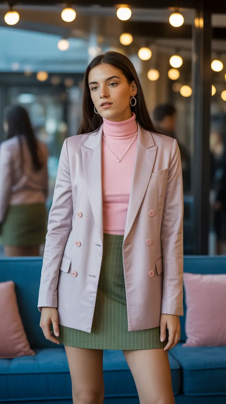 chic spring outfits 2026 trends Pretty Pink Layers Meet Sharp Workwear Energy