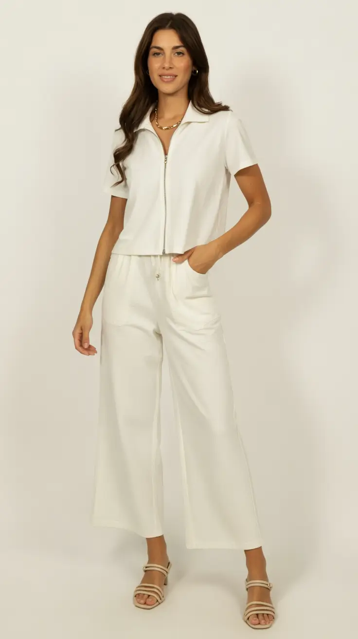 spring-outfits-women-over-40-2026 Crisp All-White Confidence