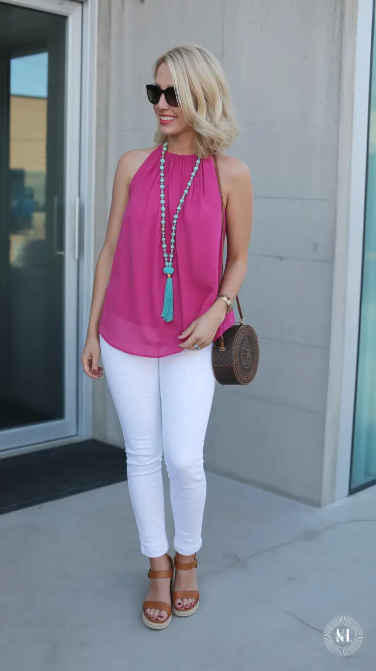 spring-outfits-women-over-40-2026 Bright Spring Color With Playful Confidence