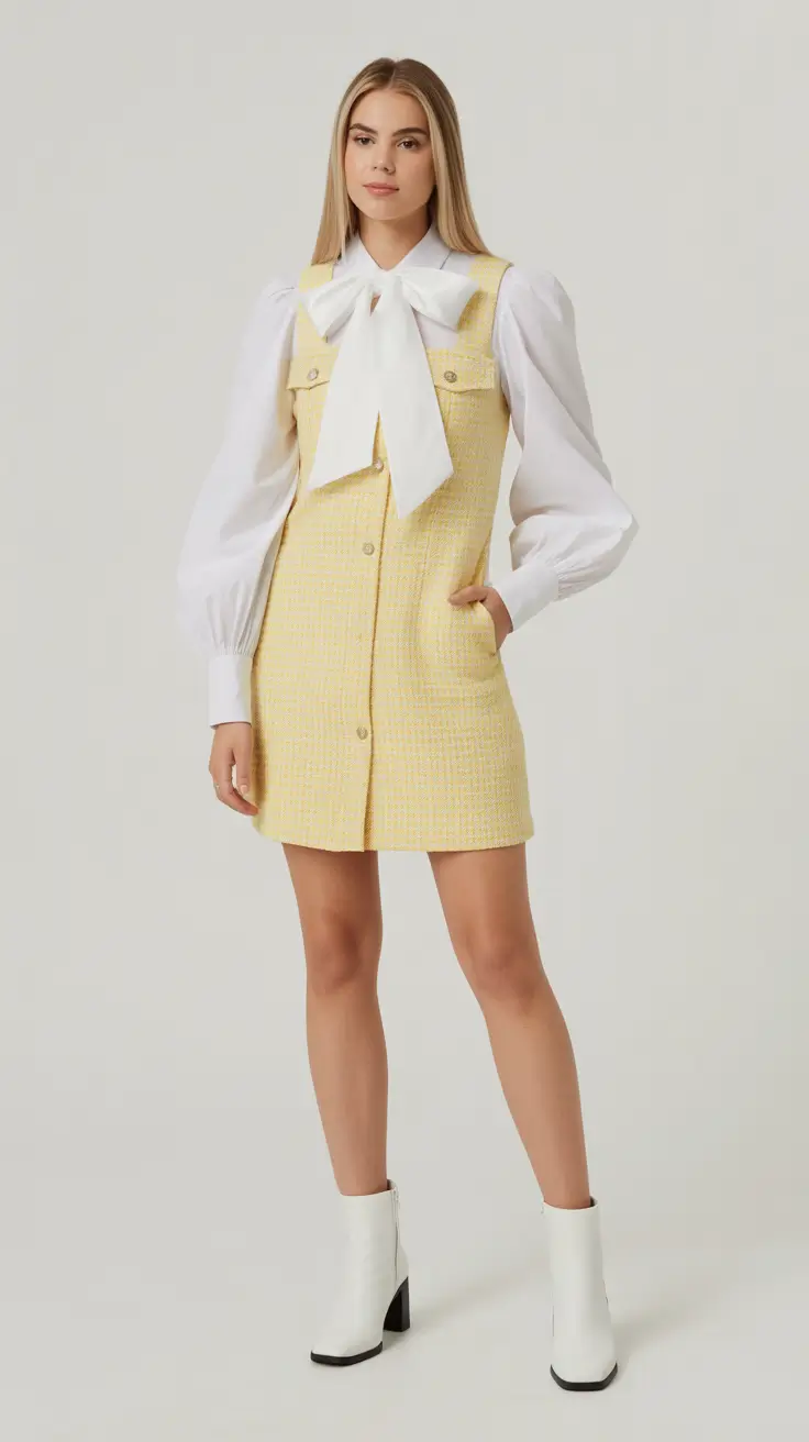 bold old money spring outfits 2026 Soft Tweed Charm for Early Spring Light