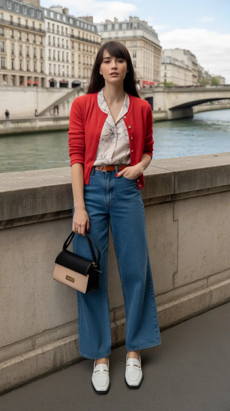 bold old money spring outfits 2026 Parisian Red Cardigan Moments in the Spring Breeze