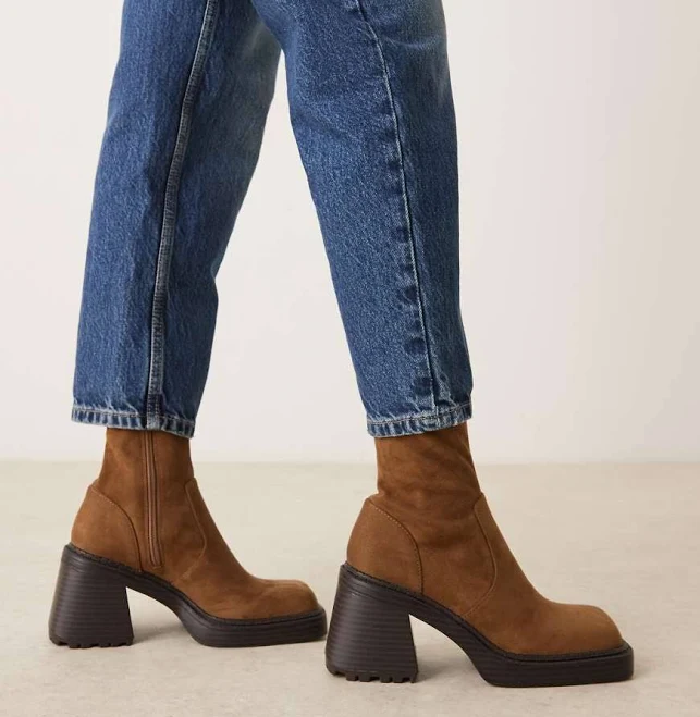 shoes ASOS Design Reign Square Toe Mid-Heel Platform Boots ASOS $44.99