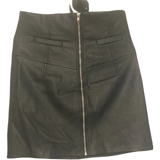 skirt Bershka Black Faux Leather Exposed Zipper Skirt, Size L eBay - randysantiques $20