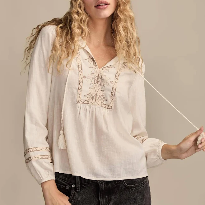 top Lucky Brand Women's Embroidered Peasant Top Lucky Brand $39.99