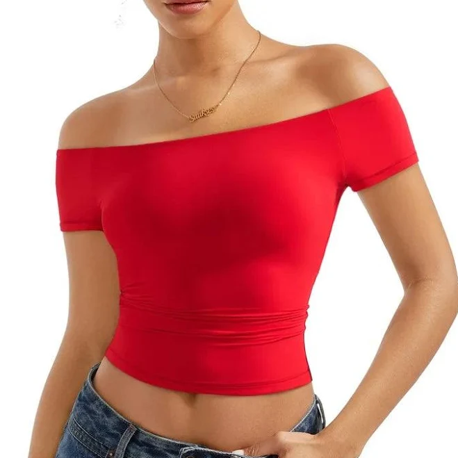 top Off Shoulder Short Sleeve Shirt Suuksess $44.95