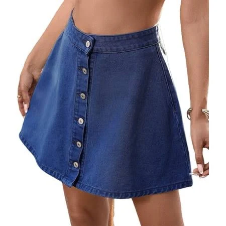 skirt Women's High Waist A-Line Flared Denim Skirt Walmart - heimeicafe $25.37